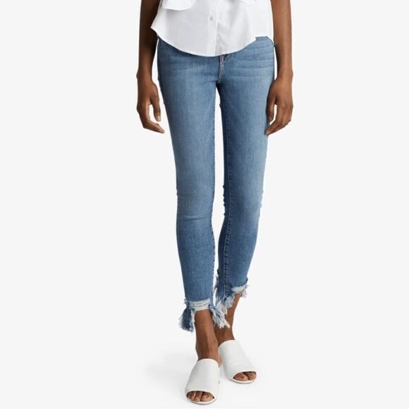 Frame Le High Skinny Blue Garden Grove Destroyed Hem Skinny Jeans 24 NWT - Picture 1 of 7